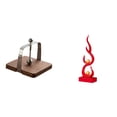 thumbnail image 1 of Servilletero moderno abstracto con forma de fuego, dispensador de pañuelos de resina con forma de llama, organizador con base de madera, escultura art, 1 of 8