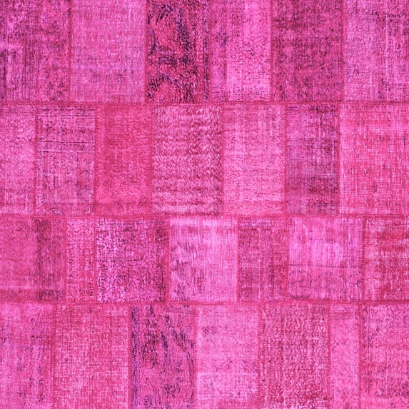 Ahgly Company Indoor Square Patchwork Pink Transitional Area Rugs, 5' Square