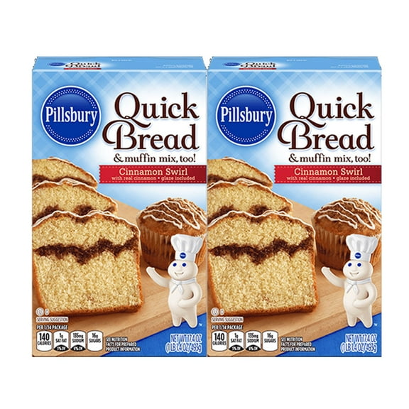 Pillsbury Cinnamon Swirl Quick Bread & Muffin Mix, 17.4 oz - Palatize Pack of 2