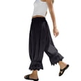 thumbnail image 5 of Yungyresw Women's Casual Bloomer Pants Ruffled Lace Trim Drawstring Lounge Pants Wide Leg Harem Pants Women With Pockets Black L, 5 of 7