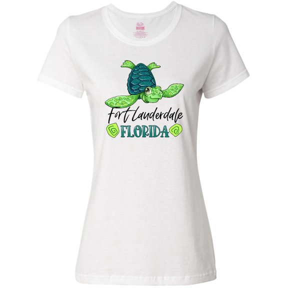 Inktastic Fort Lauderdale, Florida Happy Sea Turtle Women's T-Shirt