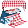 thumbnail image 3 of Red Gingham Picnic / Party Plastic Tablecloth Roll, Disposable Picnic colored Table cloth On a Roll With Self Cutter Box,Cut Tablecloth To Your Own Table Size,Indoor/Outdoor, By Clearly Elegant, 3 of 10