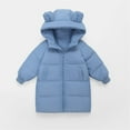 thumbnail image 3 of Landzoo Toddler Kids Little Girls Winter Solid Color Coats Bears Ears Outerwear Mediun Length Warm Jackets Down Coat Cotton Hooded Wadding Outwear Toddler Outerwear Windproof Warm Coat, 3 of 3