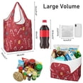 thumbnail image 3 of 5 Pack Foldable Shopping Bag,Red Christmas Candy Cane Pattern Reusable Grocery Bags with Pockets,Large Reusable Tote Bags with Handles Waterproof & Lightweight, 3 of 6