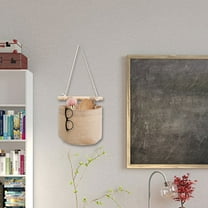 Specollect Clearance 1 Packs Small Wall Hanging Organizer Bag, Linen Fabric Door Hanging Storage Basket with Pockets, Waterproof Bin for Kitchen, Bedroom, Office, RV Camper