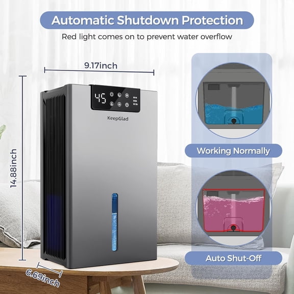 Dehumidifier(1000sq.ft), 98OZ Dehumidifiers for Home with Washable Filter, Dehumidifier with Humidity Display, Drain Hose Dehumidifiers for Basement, Timer Mode, Auto Shut Off, Gray
