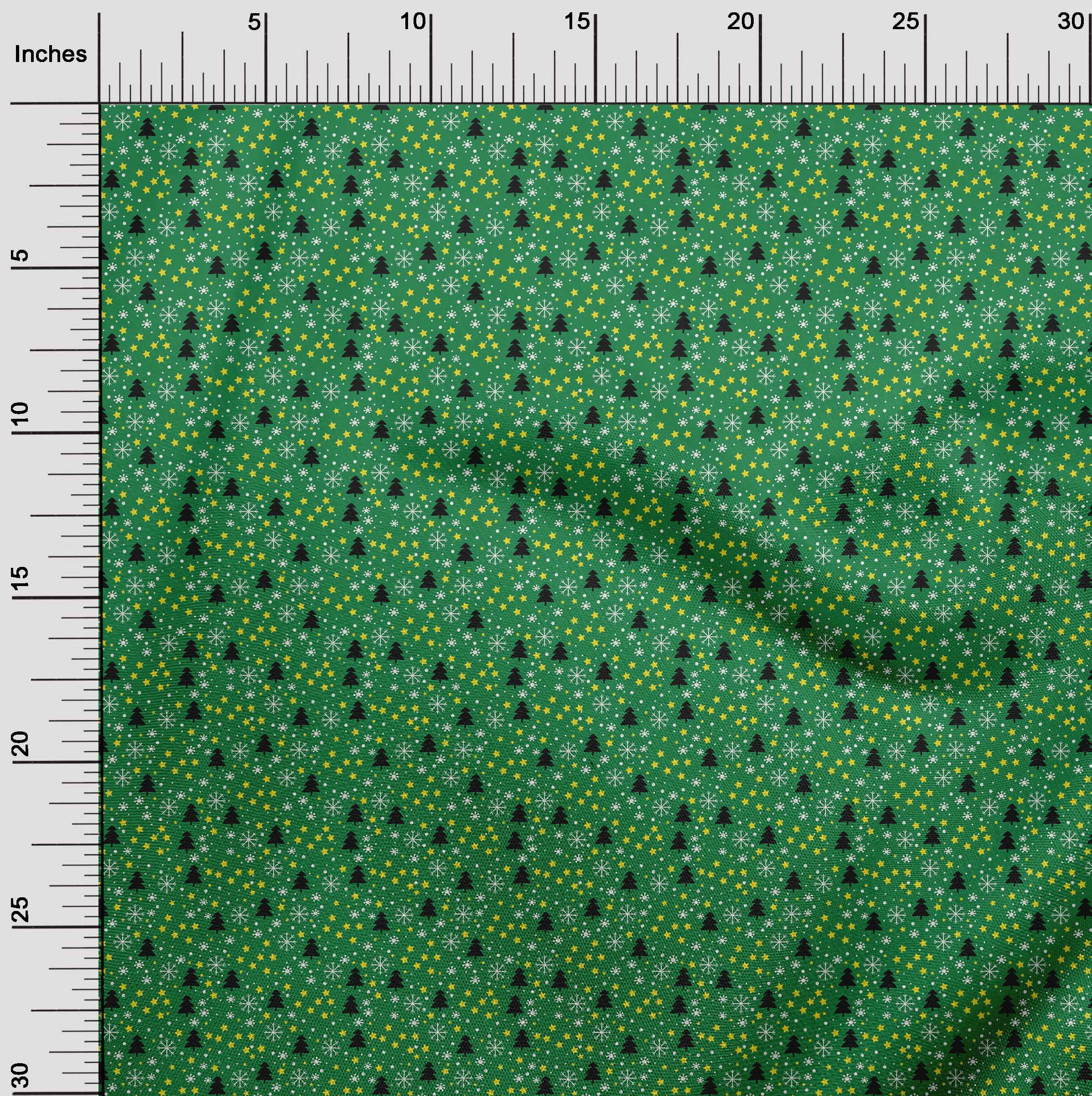 oneOone Cotton Cambric Green Fabric Merry Christmas Fabric For Sewing Printed Craft Fabric By The Yard 56 Inch Wide-V5O