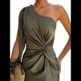 thumbnail image 1 of Vestido de Cóctel para Mujer, con un Solo Hombro, Larga y Abertura Alta, para Fiesta de Boda Verde M, 1 of 8