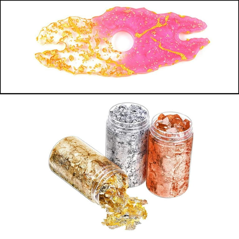 3 Bottles Gold Flakes for Resin, 29g/Bottle Gold Foil Flakes Imitation Leaf  Flakes for Resin Jewelry Making, Nails, Painting, Crafts, Slime