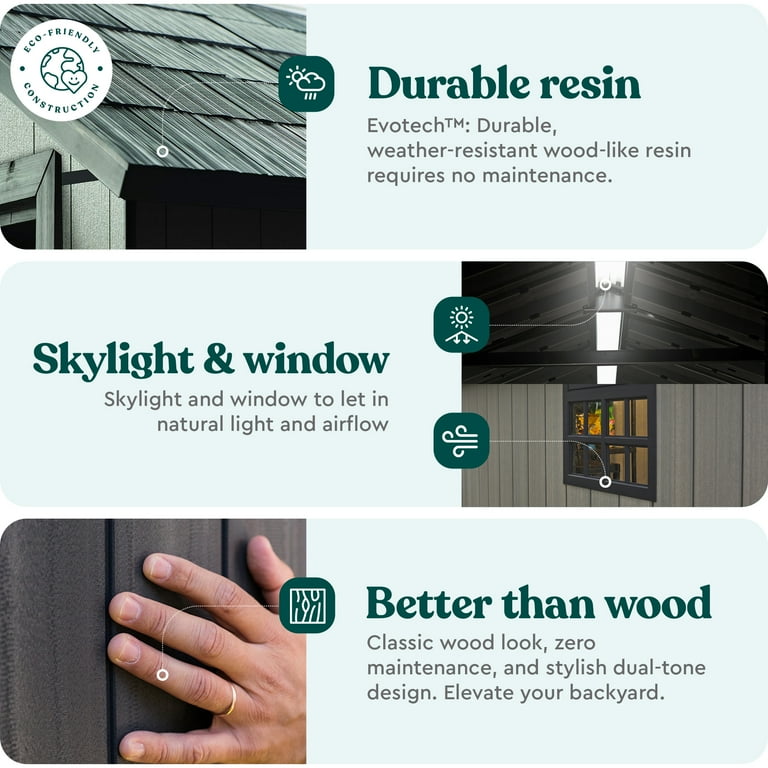 Keter Resin Oakland Backyard & Patio Garden Tool Storage Shed, 7 x