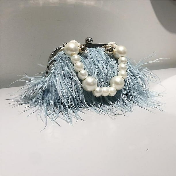 Ladies Handbag Feather Clutch Bag Luxury 2 Type Snake Chain