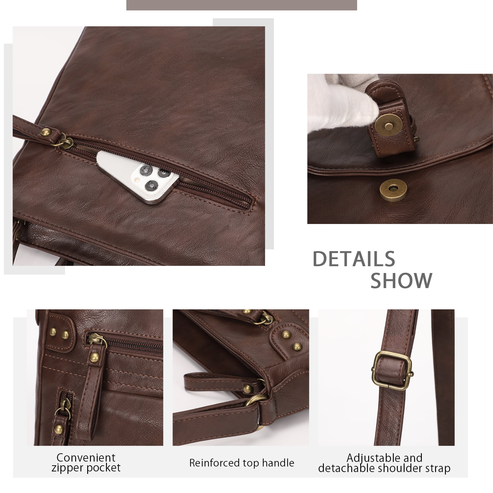 KL928 Messenger Bags for Women Leather Handbag Brown Crossbody Purse Women's Gifts