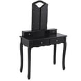 thumbnail image 2 of Topbuy Removable Tri-folding Mirror Vanity Table Unit Makeup Set w/  Stool & 4 Drawers Black, 2 of 6