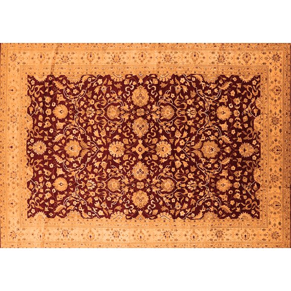 Ahgly Company Indoor Rectangle Oriental Orange Traditional Area Rugs, 5' x 7'