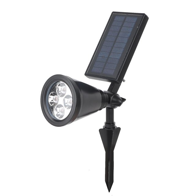 Lampe solaire d'extérieur 4 LED pour pelouse, jardin, cour, allée (blanc chaud, 2 W)