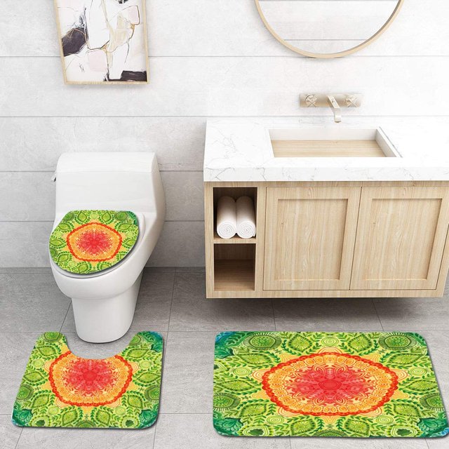 Juego de alfombras de baño ABPHQTO Mandala étnica Tie Dye 3 piezas