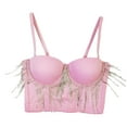 thumbnail image 2 of YWDJ Bras for Women Push up Bras Wireless Sleep Bras Spaghetti Straps Full Coverage Wrap Comfy Bras Padded Comfy Bras Solid Lounge Bras Pink XL, 2 of 5