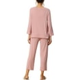 thumbnail image 3 of INSPIRE CHIC Women's Loose Soft Modal Pajama Sets Sleepwear Long Sleeve Shirt and Wide-leg Sleep Pants M Pink, 3 of 6
