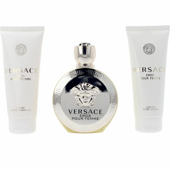 Perfume Versace Eros EDP para mujer, 100 ml, con loción corporal y gel