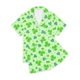 thumbnail image 6 of Moxiu St Patricks Day Pajamas for Women Two Piece Summer Outfit Button Up Short Sleeve Shamrock Printed Pjs Matching Shorts Pajama Set 2025 Multicolor,XL, 6 of 7
