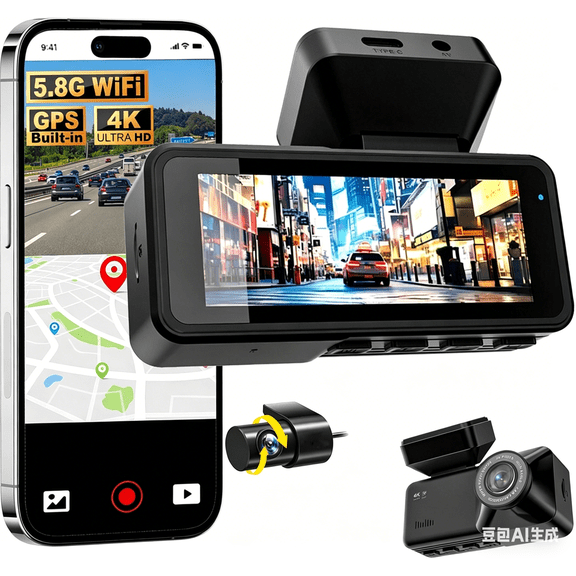 2026 Pro 3.0 4K Front Rear Dual Dash Cam, 4K 1080P Car Dashboard Camera Recorder Night Vision (WiFi GPS 128GB)