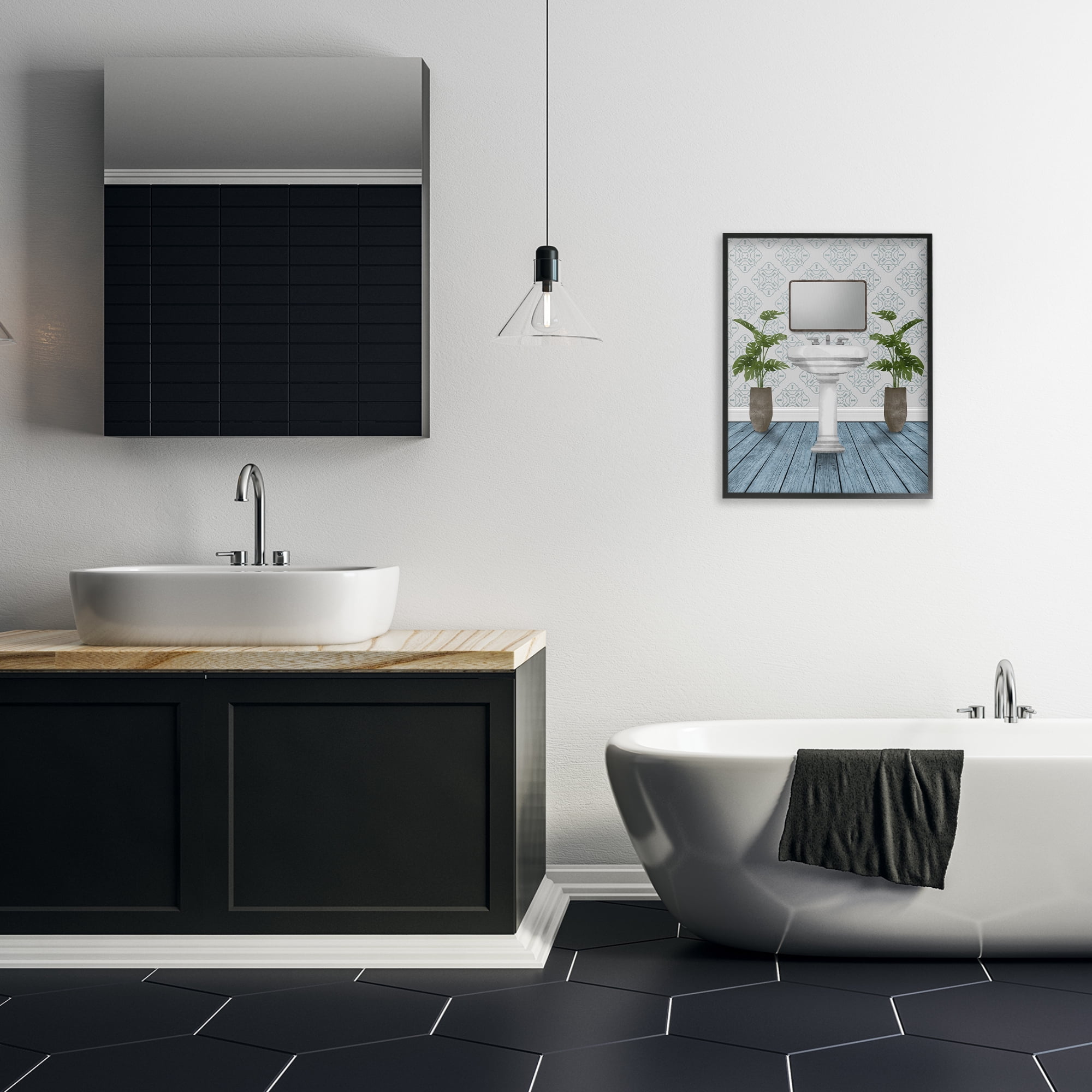 Stupell Industries Restful Wash Plants & Sink Black Framed Giclee Art, design by Marcus Prime