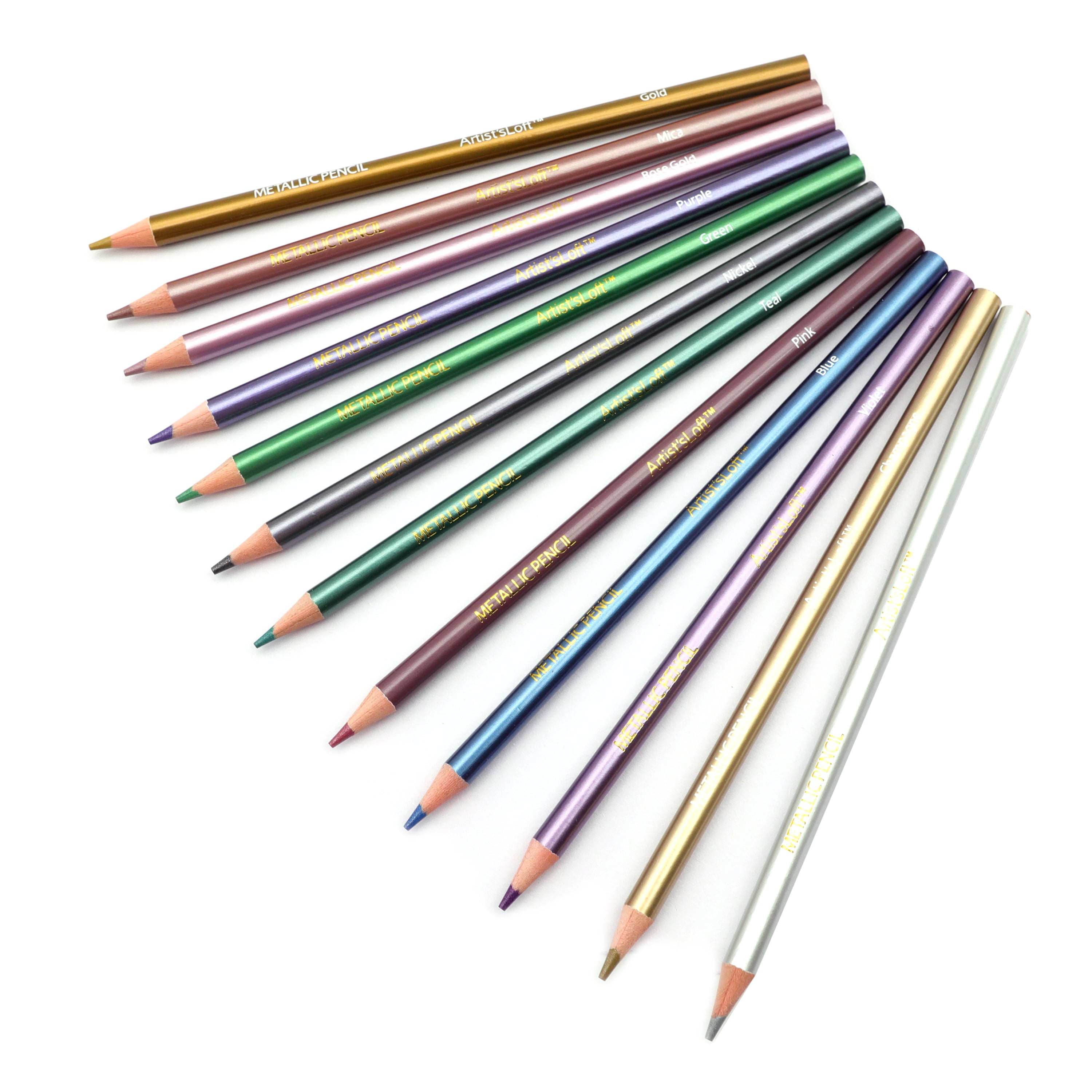 Metallic Colored Pencils by Artist's Loft - Brilliant Pigmentation – Smooth Sharpening – Ideal for Coloring - Sketching - and Illustration Projects - 12 Pack