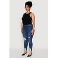 thumbnail image 3 of Womens Plus Size WAX High Waist Ripped Skinny Jeans, 3 of 5
