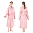 thumbnail image 5 of Catalonia Fleece Robe For Women with Side Pockets ,Lightweight Plush Warm Bathrobe, Fluffy Fuzzy Waffle Long Robes,Shower Spa Homewear , XL , Pink, 5 of 7