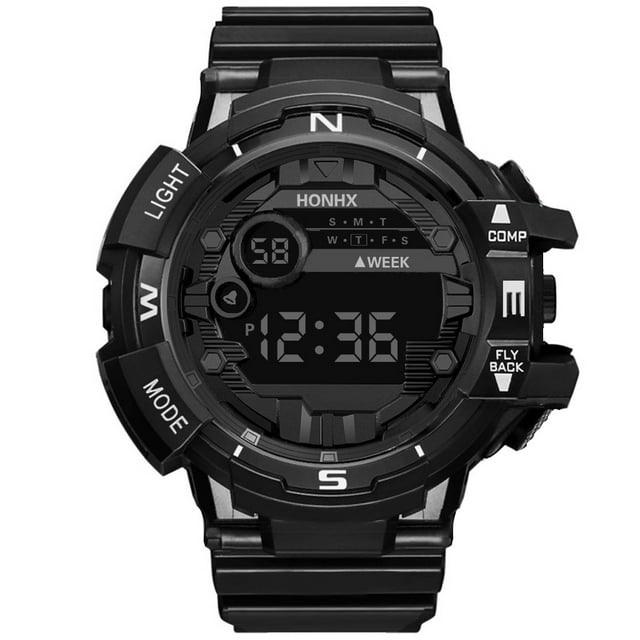 RYRDWP Fashion Men Digital Date Waterproof LED Military Sport Rubber Quartz Watch