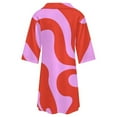 thumbnail image 6 of Abstract Red Pink Swirl Pattern Womens Dress With Pockets Summer V Neck 3/4 Sleeve Dress Plus Size Loose Dress, 6 of 7