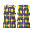 thumbnail image 2 of Gaeub Mardi Gras Men's Mesh Basketball Jersey, Quick-Drying Sleeveless Top S-4XL, Loose Muscle Tank Top -Small, 2 of 9