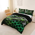 thumbnail image 3 of Erosebridal Cool Race Car Duvet Cover Set for Kids Boys, Neon Green Honeycomb Bedding Full, Black Reversible, 1 Duvet Cover and 2 Pillowcases (No Comforter), 3 of 5