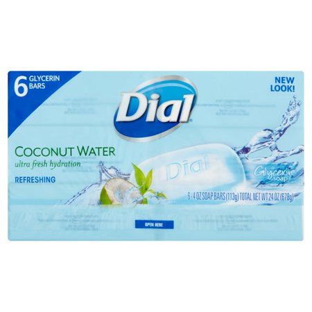 Dial Coconut Water Glycerin Soap, 4 oz, 6 count