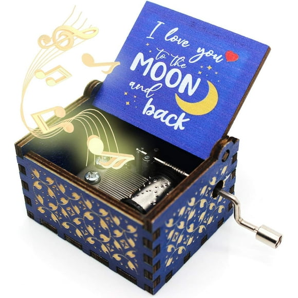 Wooden Color Painted Music Box – I Love You to The Moon and Back Color Painted Music Box, Gifts for Daughter, Gifts for Son, Gifts for Love Ones