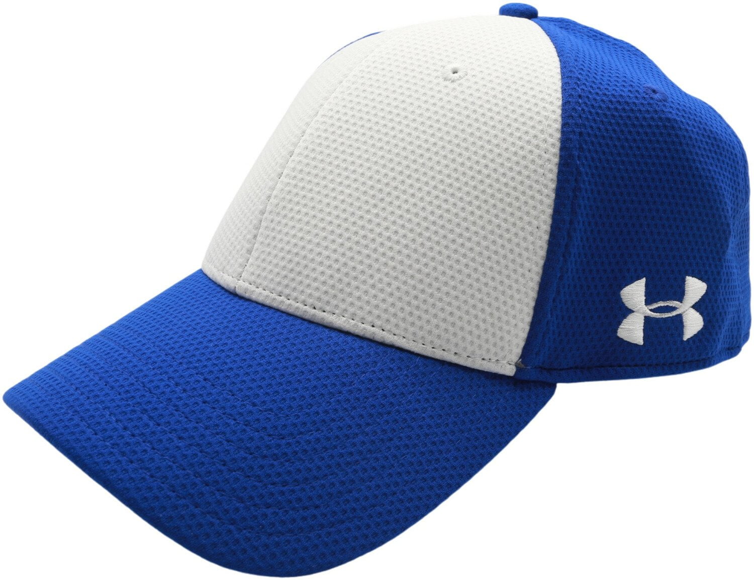 White Color Blocked Stretch Fit Hat 
