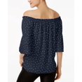 thumbnail image 2 of Kensie Womens Polka In The Dots Pullover Blouse, Blue, X-Large, 2 of 2