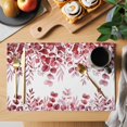 thumbnail image 2 of Red Eucalyptus Leaves Placemats Set of 8, Spring Summer Botanical Placemats for Dining Table, Place Mats for Kitchen Tabletop, Waterproof Wipeable Dining Table Mats Set, 2 of 9