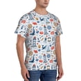 thumbnail image 4 of Yiaed Watercolor Nautical Print Mens Short Sleeve Tight Fit T-Shirt, Crewneck Casual Tee-XX-Large, 4 of 5