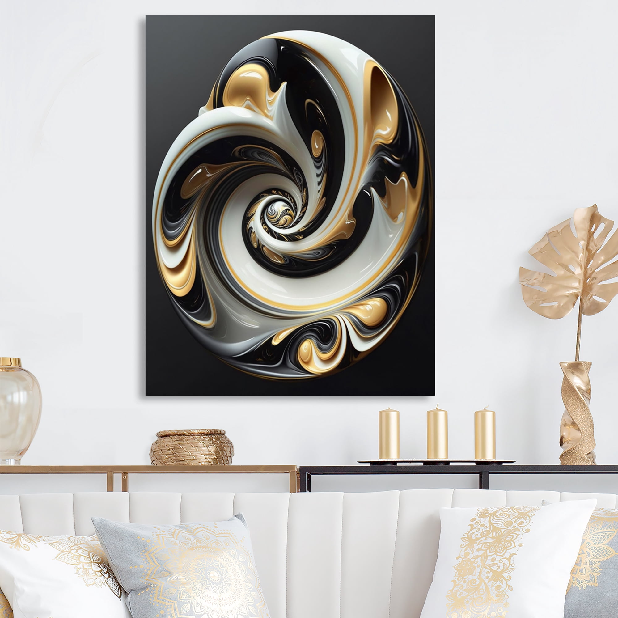 Designart Liquid White Stained Glass II Canvas Wall Art