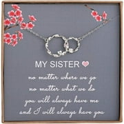 AnalysisyLove Sister Gifts from Sister, Sterling Silver Interlocking Infinity 2 Circles Necklace for Sisters, Big Sister Little Sister Gift, Birthday Jewelry Friendship Gifts