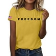 thumbnail image 2 of Letter Graphic T Shirts for Women Freedom Short Sleeve Tee Tops Yellow 2XL, 2 of 4