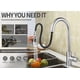 thumbnail image 5 of Grifo de Cocina de Acero Inoxidable - Grifos del Fregadero 360 °Giratorio, Llave Mezcladora para Fregadero de Agua Caliente y Fría Grifo para Lavabo Extraíble con 2 Manguera(Nickel Cepillado), 5 of 9