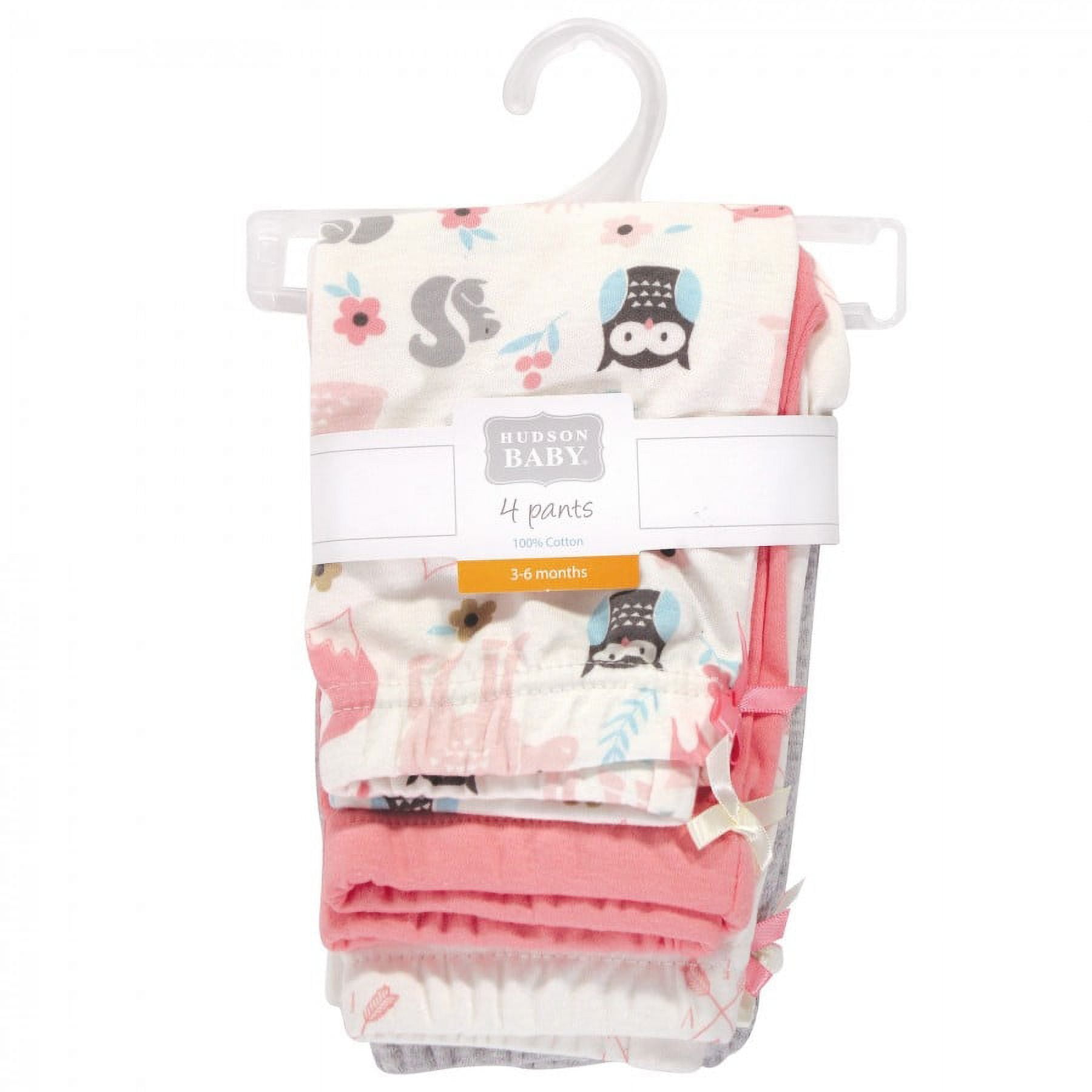 Hudson Baby Infant and Toddler Girl Cotton Pants 4pk, Girl Forest, 5 Toddler