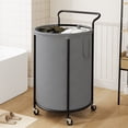 thumbnail image 3 of BGTREND 160L Rolling Laundry Hamper with Removable Bag, Round Steel Frame and Handle, Gray, 3 of 10