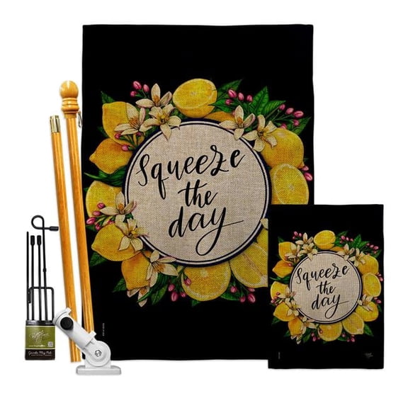 Breeze Decor FK120263-DB Squeeze the Day Food Fruit 28 x 40 in. Double-Sided Decorative Vertical House Flags Kit for Decoration Banner Garden Yard Gift