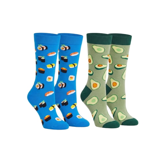 Men's Sushi & Sashimi Food Dress Socks & Avocados Novelty Dress Socks 2-Pair Set