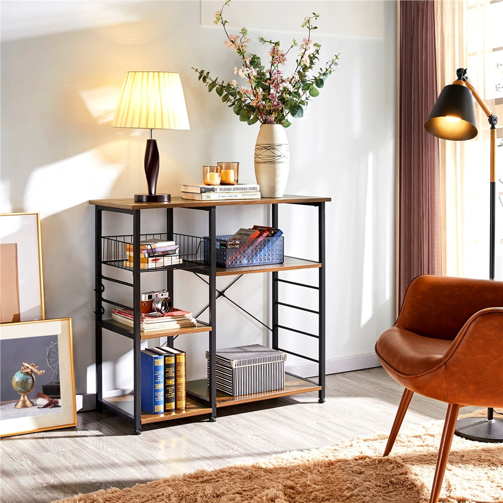 SmileMart Multilevel Kitchen Stand Trolley Storage Shelf with Basket