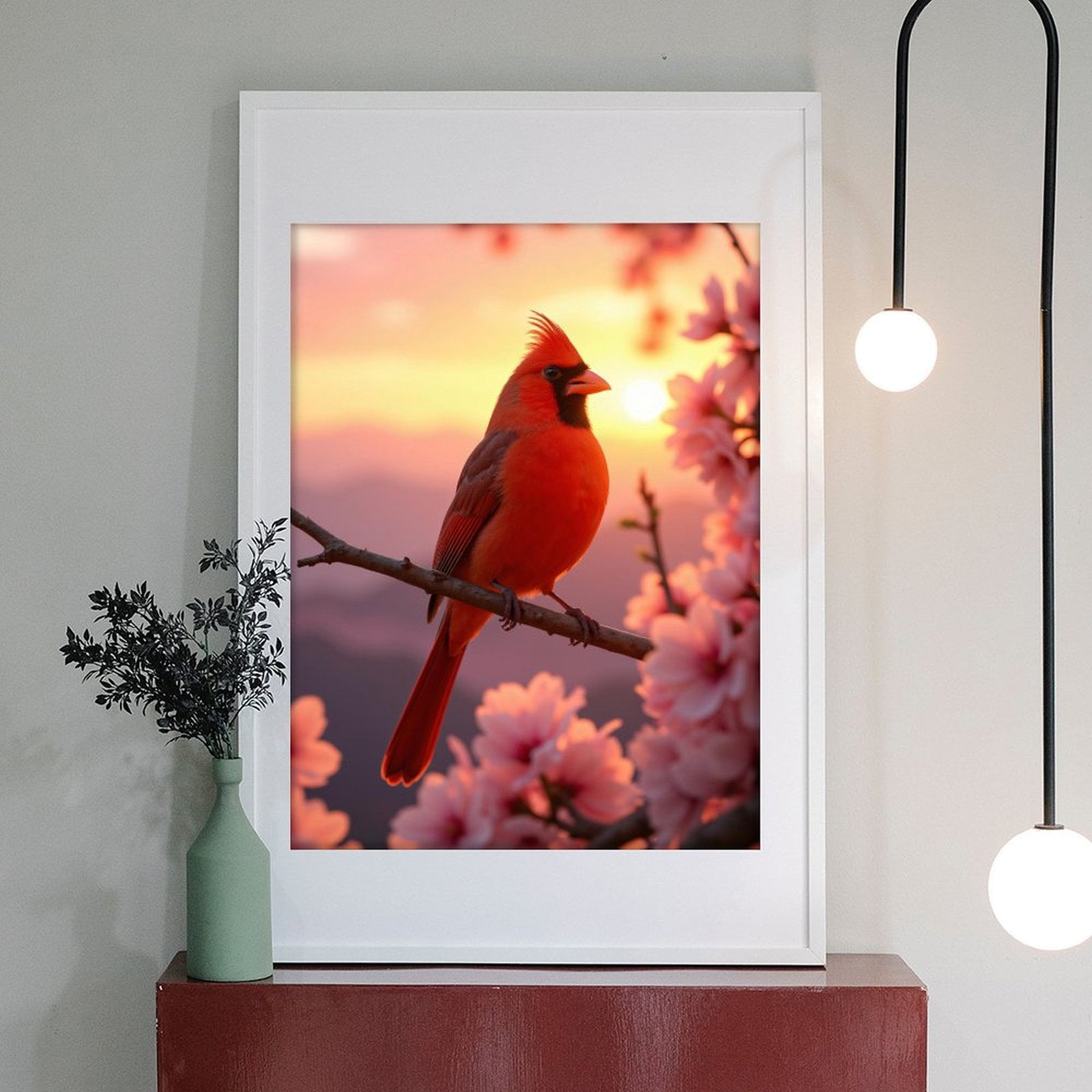 Diamond Art Kits for Adults - 5d Cardinal Sunset Blossoms Diamond Painting for Adults, Diamond Art for Adults Beginners, Diamond Painting Kits for Adults for Home Wall Decor