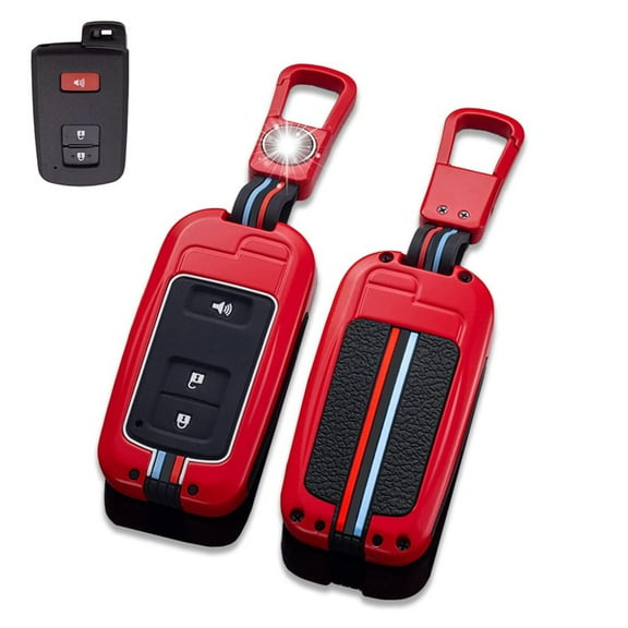 Zinc Alloy Metal Smart Key Fob Cover Fit for Toyota Tacoma Sequoia Tundra 4Runner Highlander RAV4 Camry Corolla Avalon Case Protector Shell(3 Button